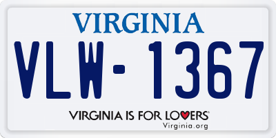 VA license plate VLW1367