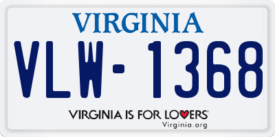 VA license plate VLW1368