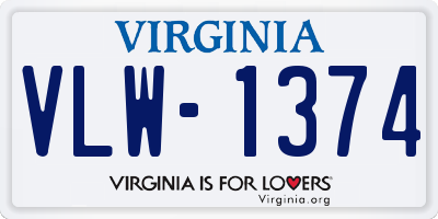 VA license plate VLW1374