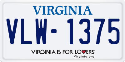 VA license plate VLW1375