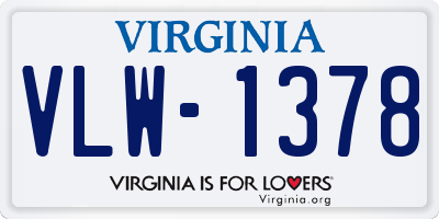 VA license plate VLW1378