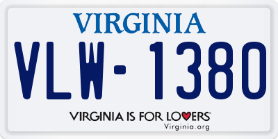 VA license plate VLW1380