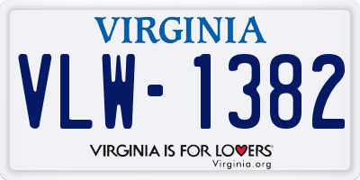 VA license plate VLW1382