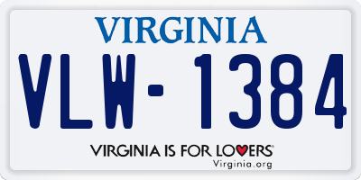 VA license plate VLW1384