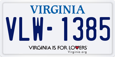 VA license plate VLW1385