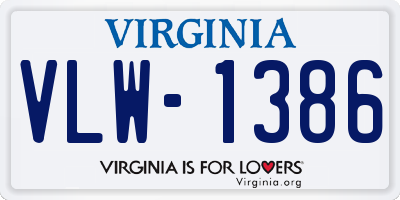 VA license plate VLW1386