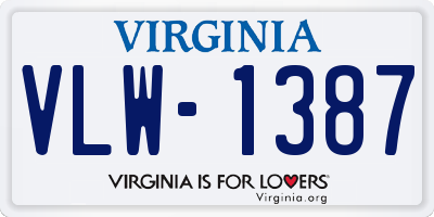 VA license plate VLW1387