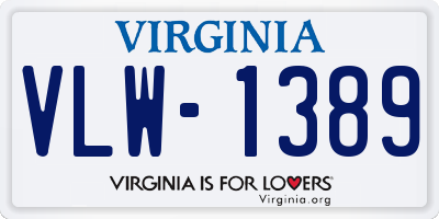 VA license plate VLW1389