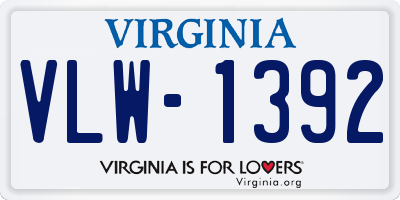 VA license plate VLW1392