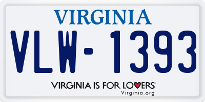 VA license plate VLW1393