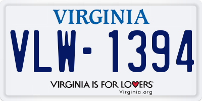 VA license plate VLW1394