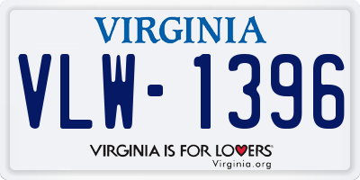 VA license plate VLW1396