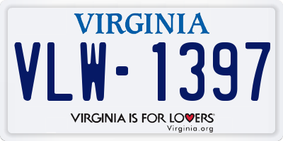 VA license plate VLW1397