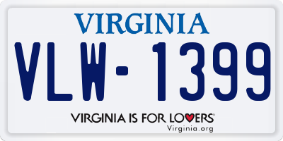 VA license plate VLW1399