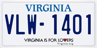 VA license plate VLW1401