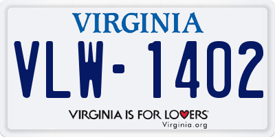 VA license plate VLW1402