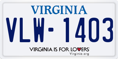 VA license plate VLW1403