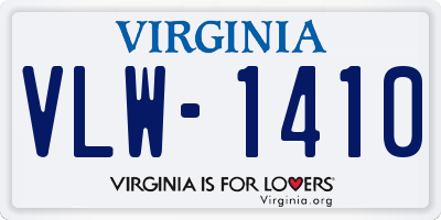 VA license plate VLW1410