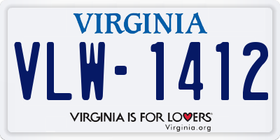 VA license plate VLW1412