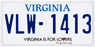 VA license plate VLW1413