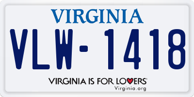 VA license plate VLW1418