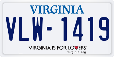 VA license plate VLW1419