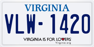 VA license plate VLW1420