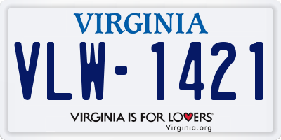 VA license plate VLW1421