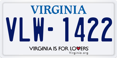 VA license plate VLW1422