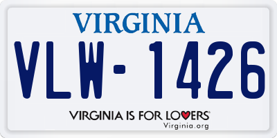 VA license plate VLW1426