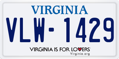 VA license plate VLW1429