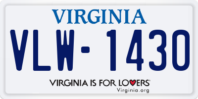 VA license plate VLW1430