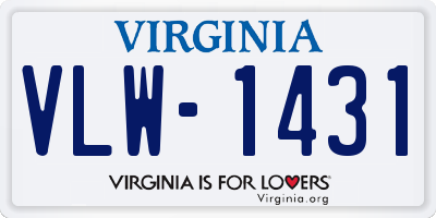 VA license plate VLW1431