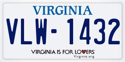 VA license plate VLW1432