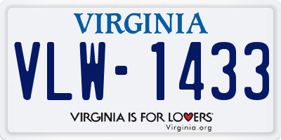 VA license plate VLW1433