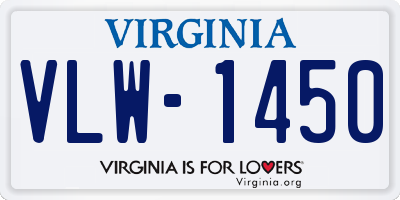 VA license plate VLW1450