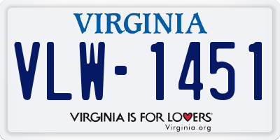 VA license plate VLW1451