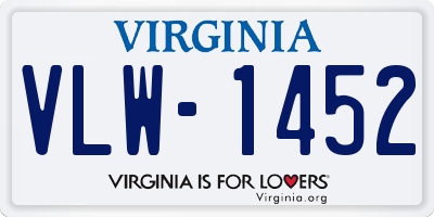 VA license plate VLW1452