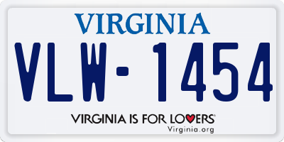 VA license plate VLW1454