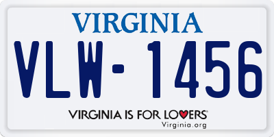 VA license plate VLW1456