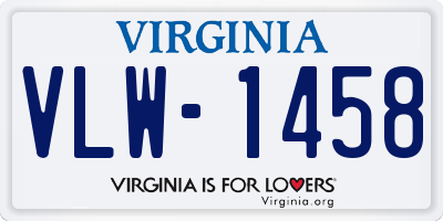 VA license plate VLW1458