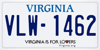 VA license plate VLW1462