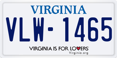 VA license plate VLW1465