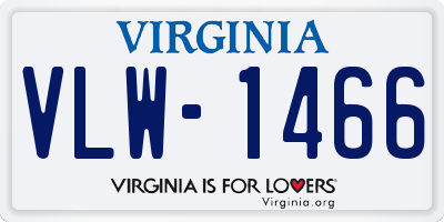 VA license plate VLW1466