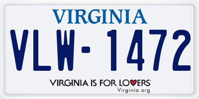 VA license plate VLW1472