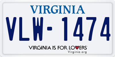 VA license plate VLW1474