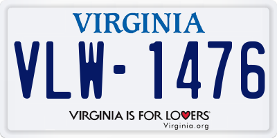 VA license plate VLW1476