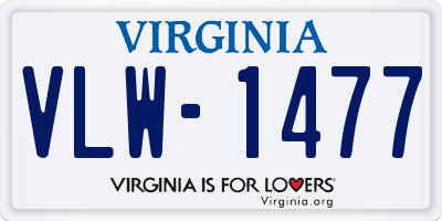 VA license plate VLW1477