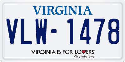 VA license plate VLW1478