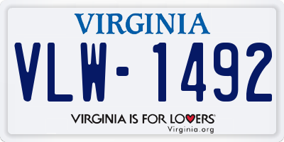 VA license plate VLW1492